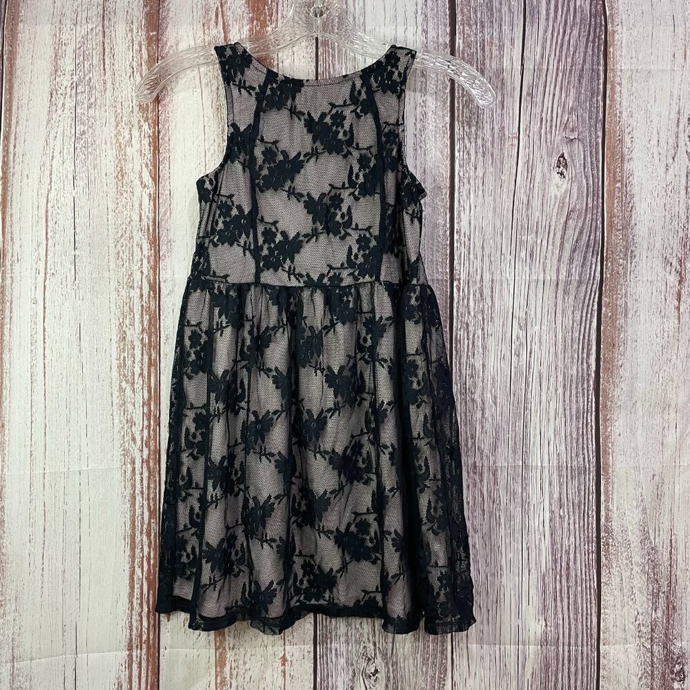 Forever 21 Girls Black Lace Sleeveless Dress Cream Lining Size 7/8  #5113
